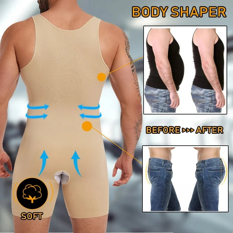 Men's Sleeveless Full Body Shaper Bodysuit